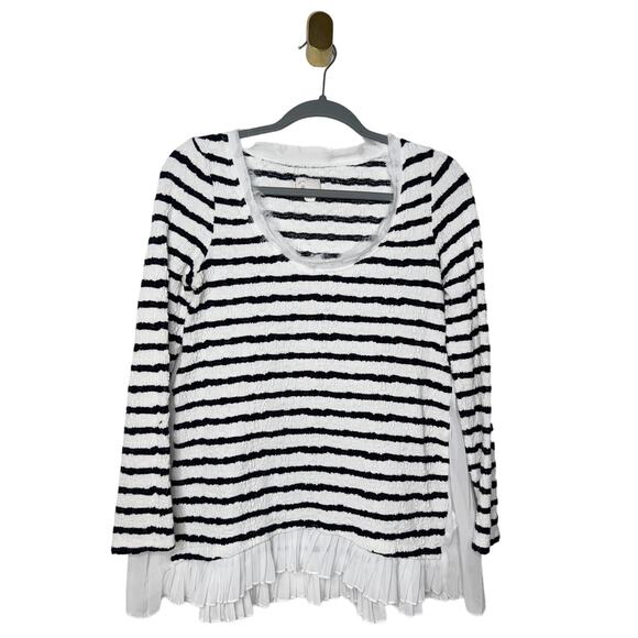 Anthropologie Postmark Walkwrite Striped Long Sleeve Split Hem Top Small - Picture 1 of 6